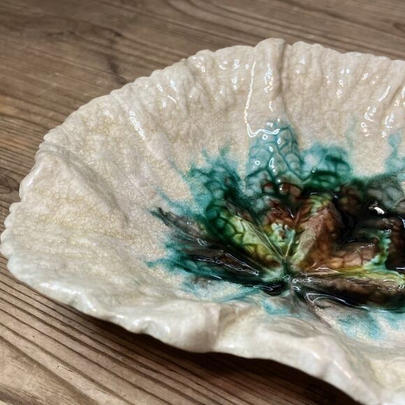 Rare Antique 1770-1820 English Whieldon Creamware Begonia Leaf Bowl Dish